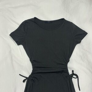 Tight fitted mid length black dress